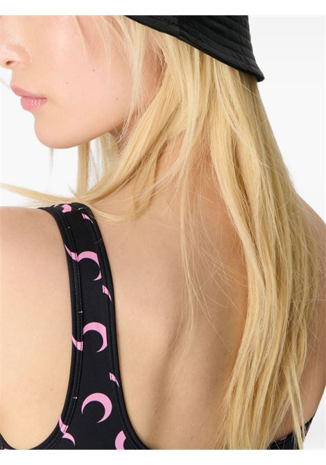 moon printed jersey sports bra woman black and pink MARINE SERRE | WUW055BCJER0001BK90